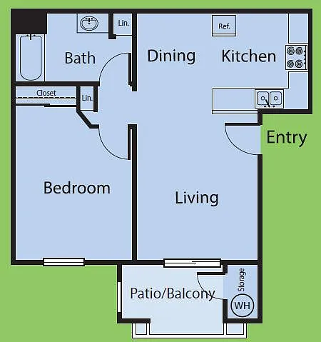 Floor plan One Bedroom One Bath