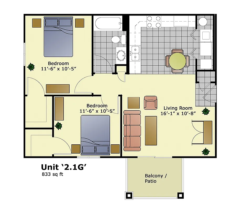 Floor plan 2-1G