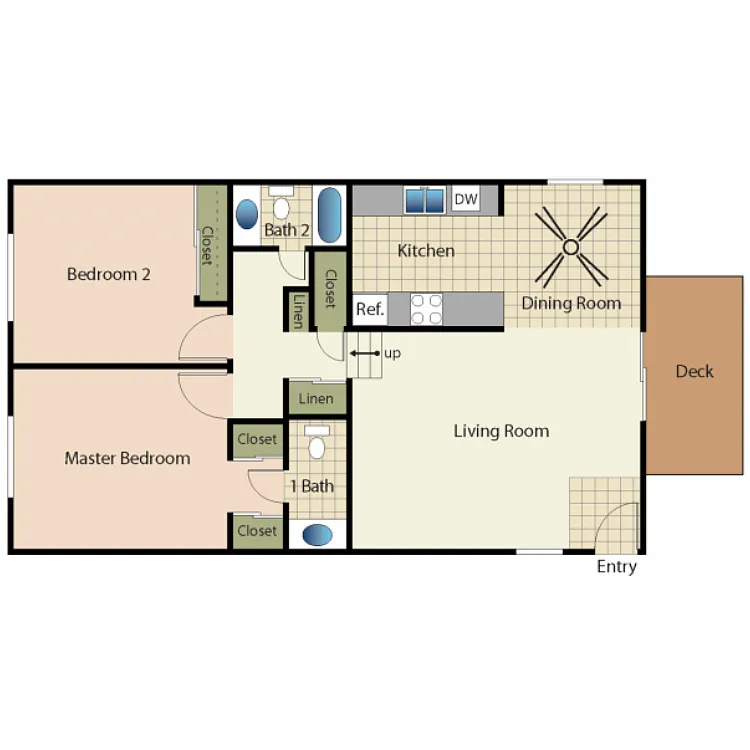 Floor plan 2 Bedrooms 1.5 Baths