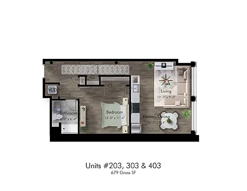 Floor plan One Bedroom/One Bathroom