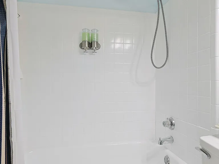 Full Bathroom 1 - shower-tub combo and bathroom essentials.