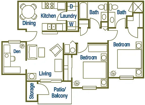 Floor plan 2 x 2 Den