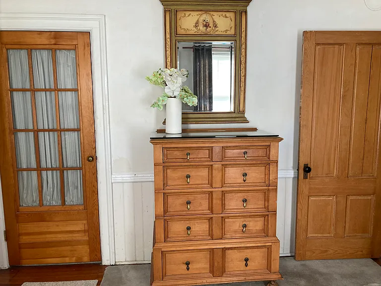 A very special antique European Dresser and handles that just happens to match all the antique doors and framing woodwork