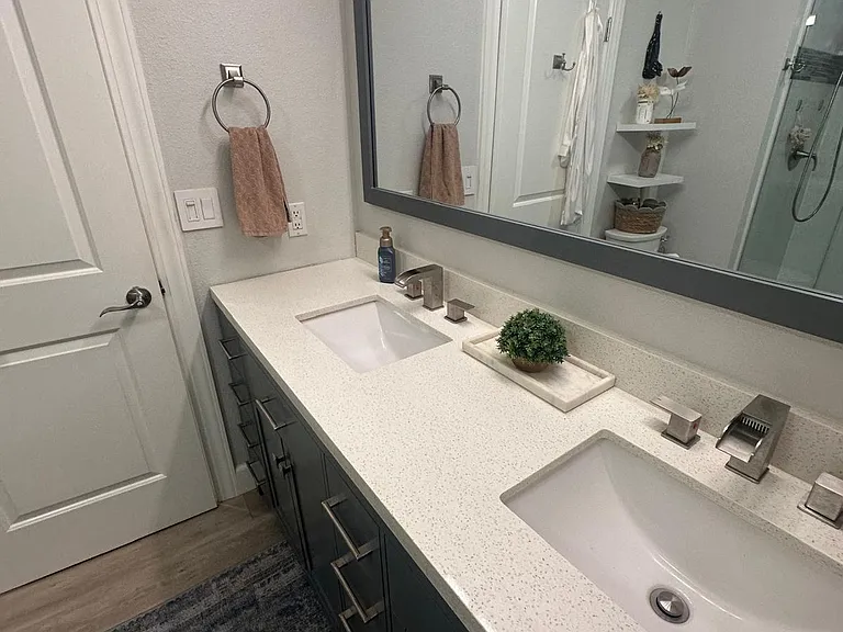 double sinks remodeled bathroom