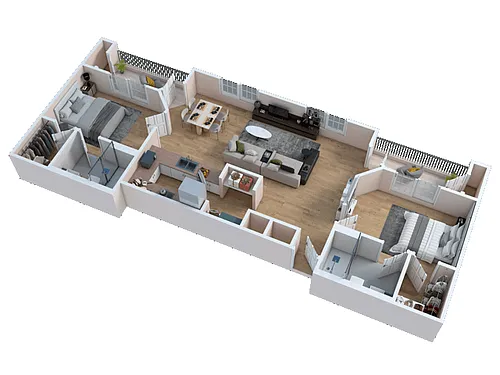 Floor plan Two Bed / Two Bath - H