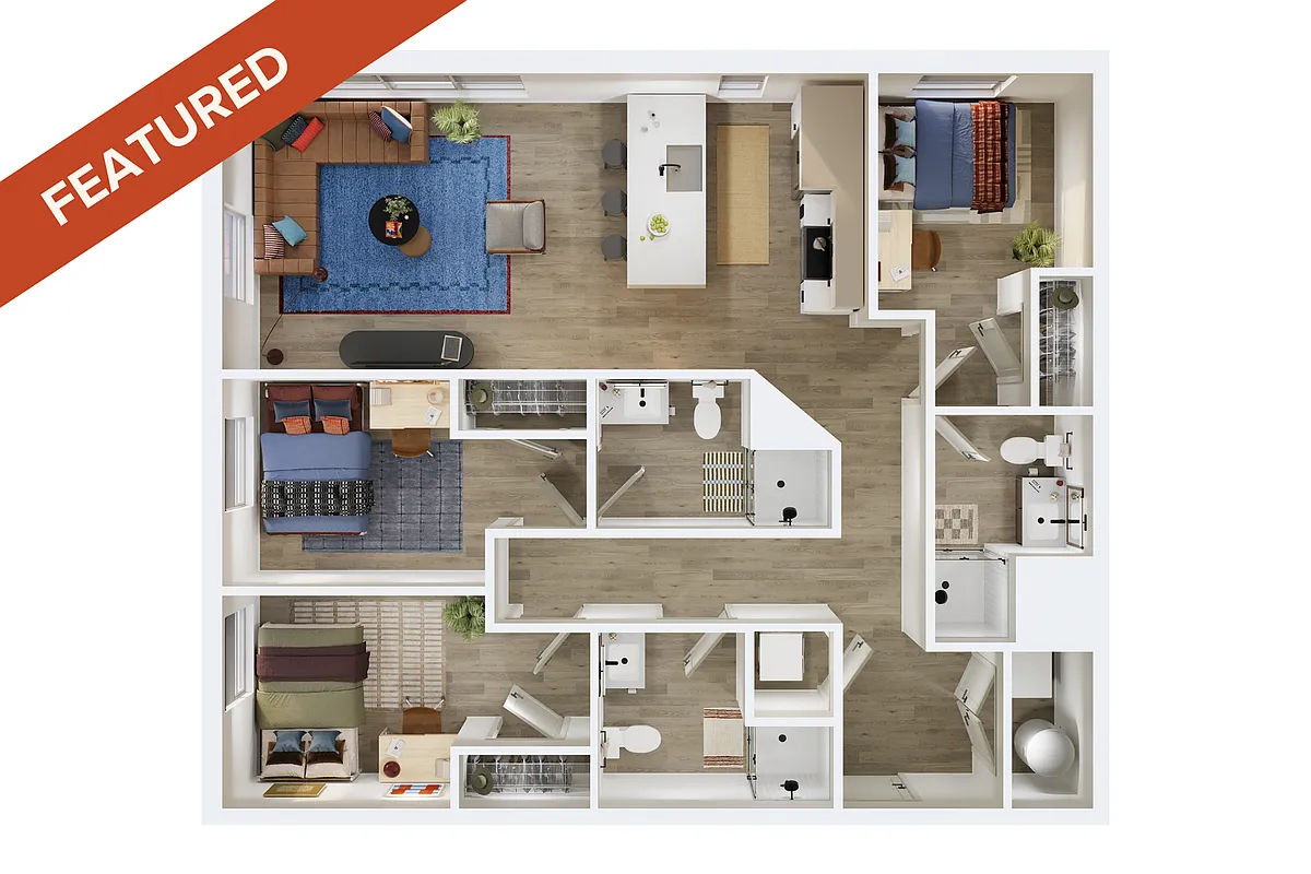 Floor plan 3BR/3BA - D6