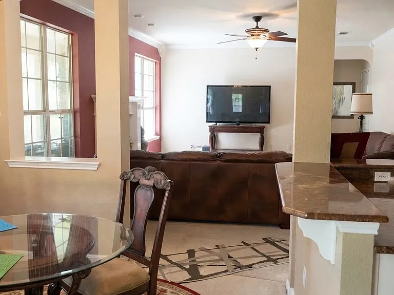 view from eat in kitchen into the living room