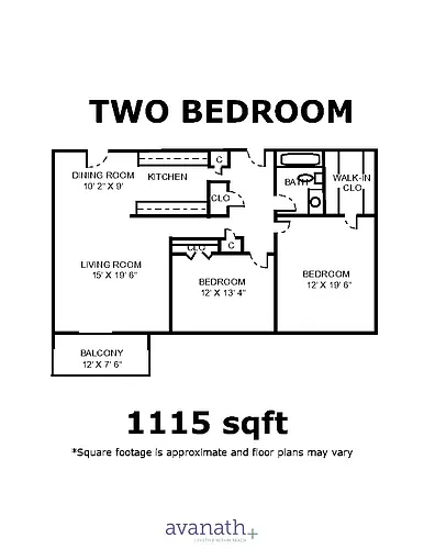 Floor plan 2 Bedroom 1 Bath