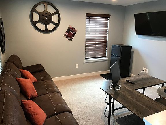Loft sitting area with office desk