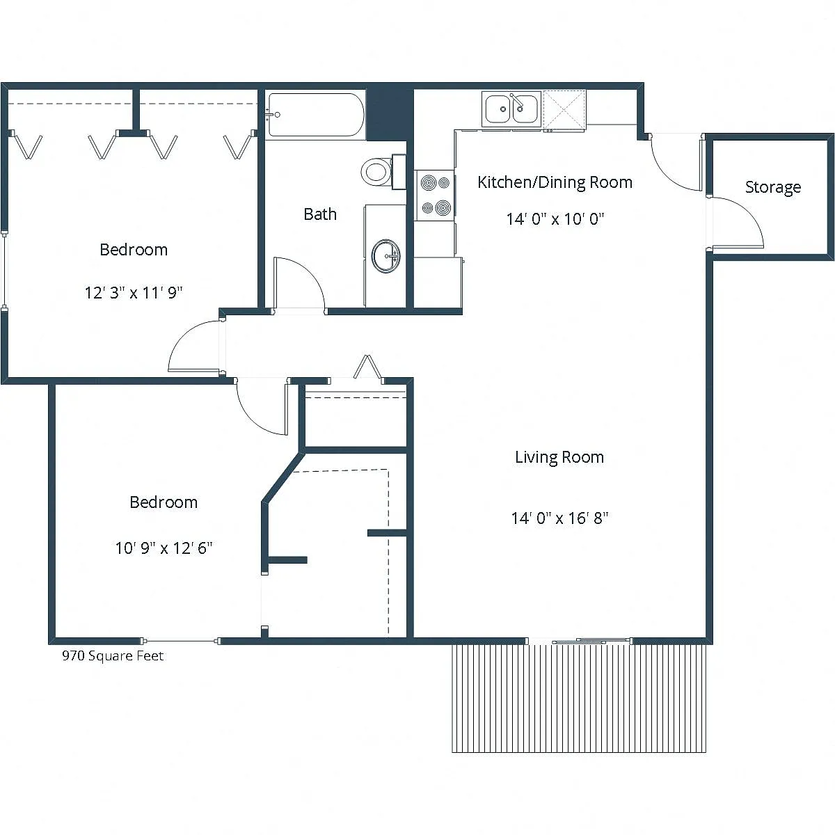 Floor plan Two Bedroom 21B