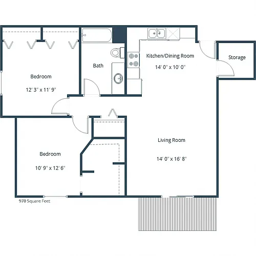 Floor plan Two Bedroom 21B
