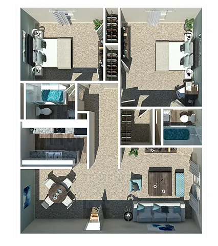 Floor plan 2 Bedroom 2 Bath