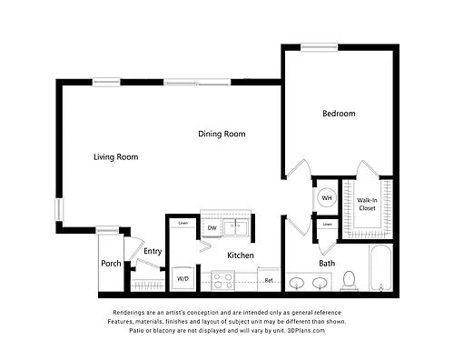 Floor plan A1 | 1 Bed | 1 Bath | Signature