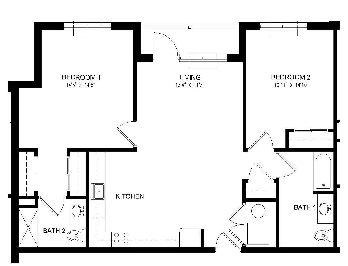 Floor plan 05 Two Bedroom Two Bath