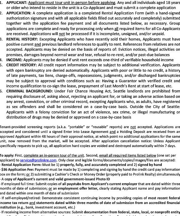 Application Criteria Notice