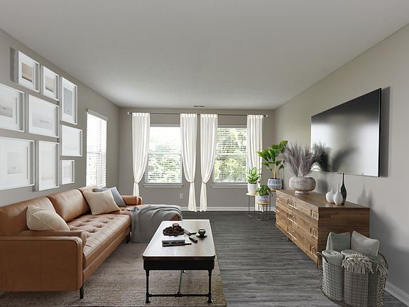 Living Room with Hardwood Style Flooring