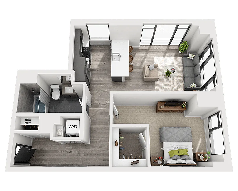Floor plan One Bedroom A1AP