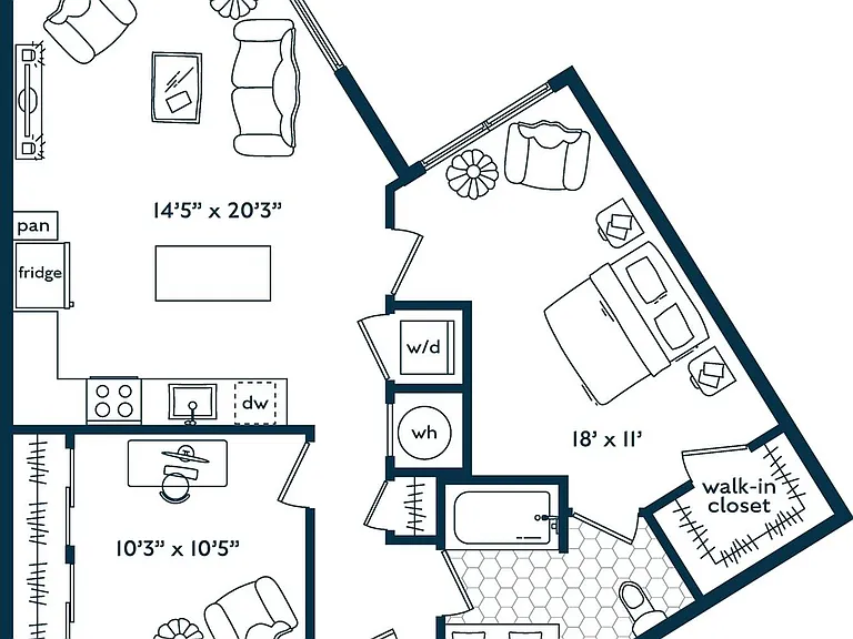 One Bedroom One Bath Den (909 SF) One Bedroom One Bath Den (909 SF)