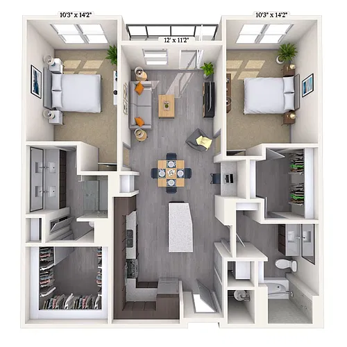 Floor plan Traditional 2x2 1202-1318 SF