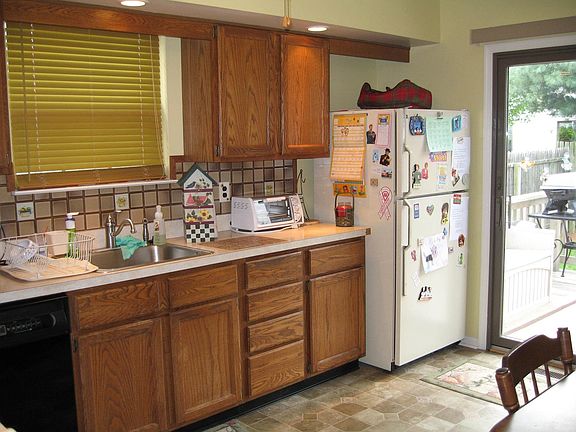 Kitchen facing backyard
