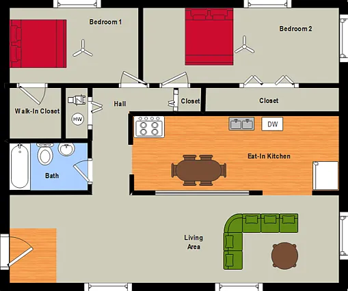2 Bed Eat-In Kitchen Floor Plan 2 Bed Eat-In Kitchen Floor Plan