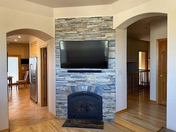 Gas fireplace in living room.