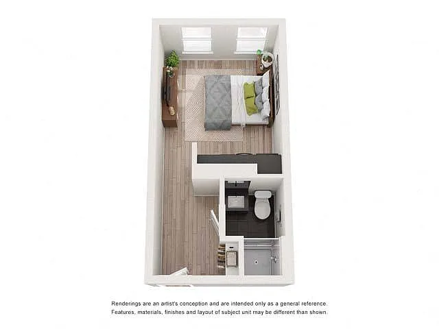 Floor plan Studio B, 1 Bathroom