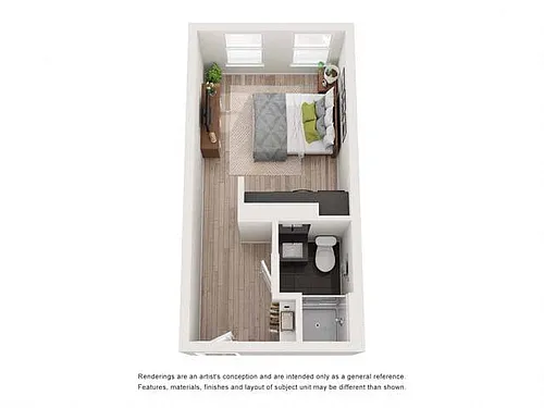 Floor plan Studio B, 1 Bathroom