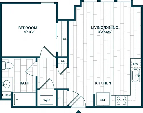 Floor plan 1 Bed/1 Bath-A1