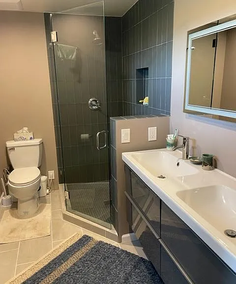 New master bath with Italian tile