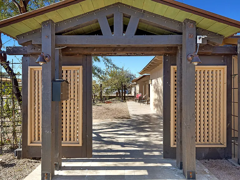Entry gate to front courtyard.