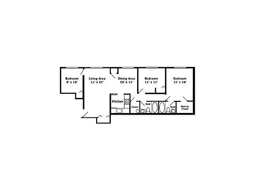 Floor plan 3BR/2BA STANDARD