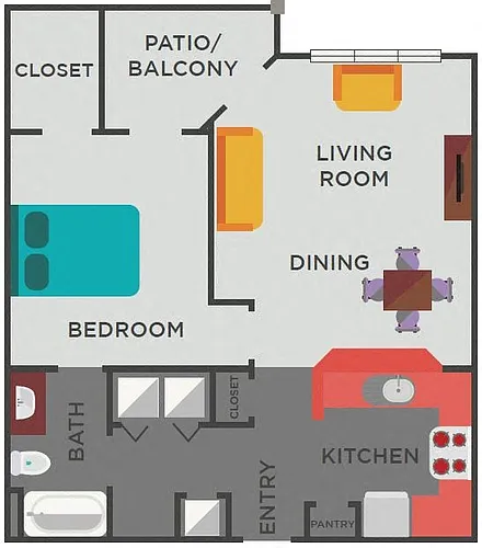 Floor plan The Cardinal (1x1)
