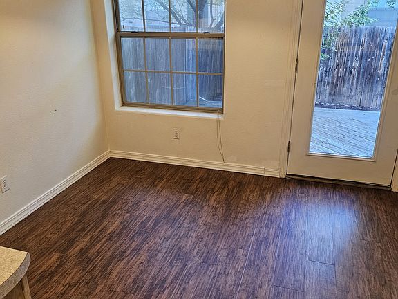 Kitchen and view of back deck.