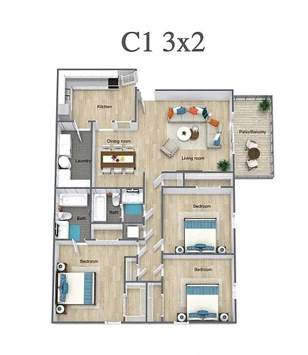 Floor plan 3 Bedrooms | 2 Bedrooms