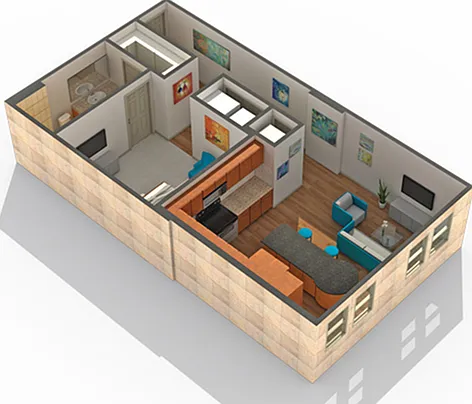 1 BR x 1 BA - C Floorplan 1 BR x 1 BA - C Floorplan