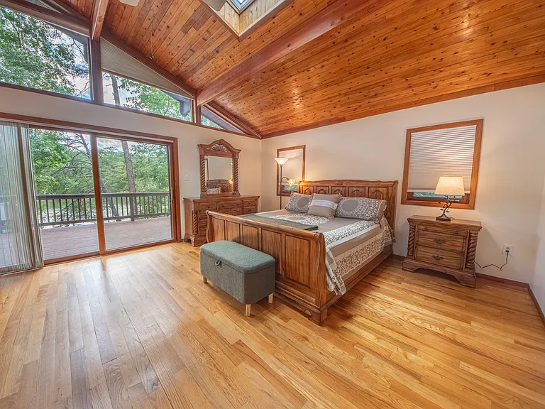 Master bedroom with views of water front.