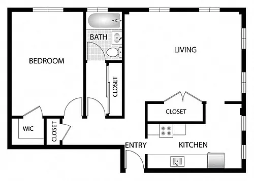Floor plan 1 bedroom 1 bath