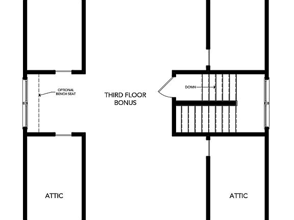 Optional 3rd Floor Bonus Room - Elevations A, B, C