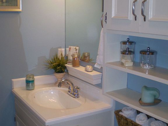 New vanity, fixtures, and lots of storage.