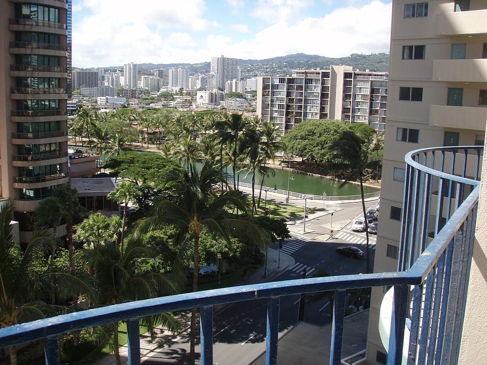 lanai view to Ala Wai and mountains