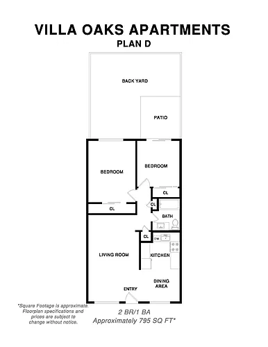 Floor plan Plan D-Two Bed/One Bath