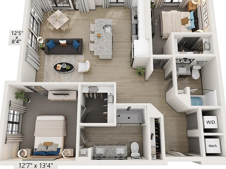Explore this contemporary two-bedroom apartment designed for modern comfort. Explore this contemporary two-bedroom apartment designed for modern comfort.