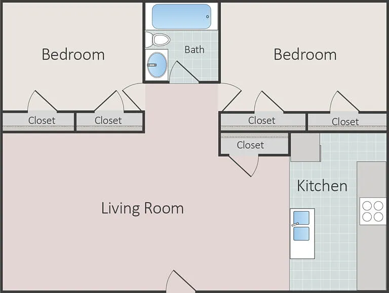 Floor plan 2 Bedroom 1 Bathroom