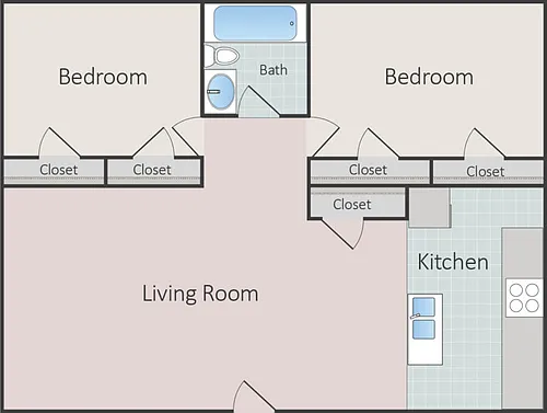 Floor plan 2 Bedroom 1 Bathroom