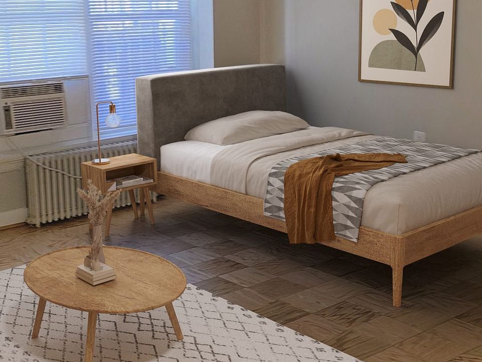 Studio living area (virtually staged)