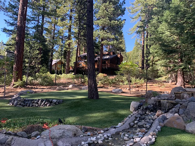 backyard with synthetic grass