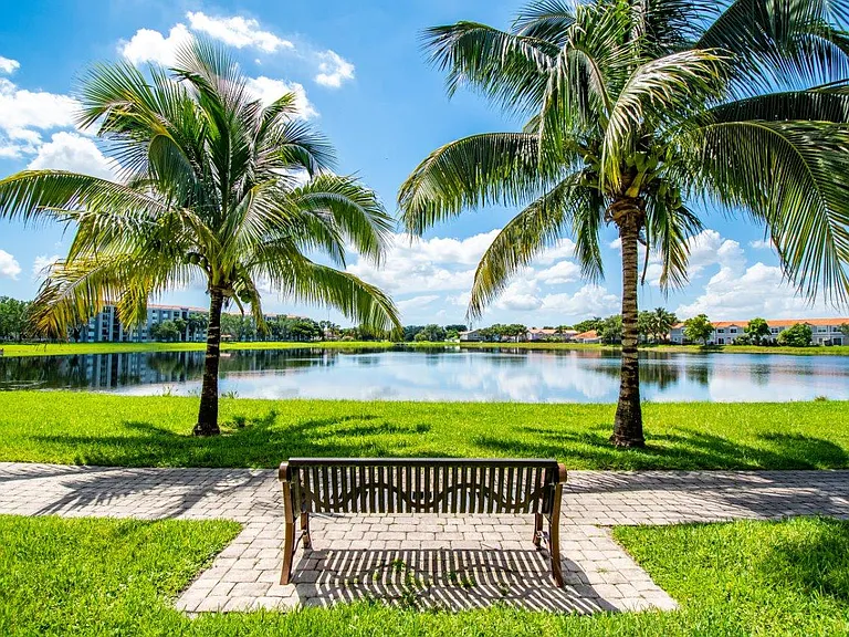 Bench by Lake view