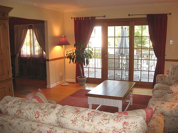 Living Room with triple French doors