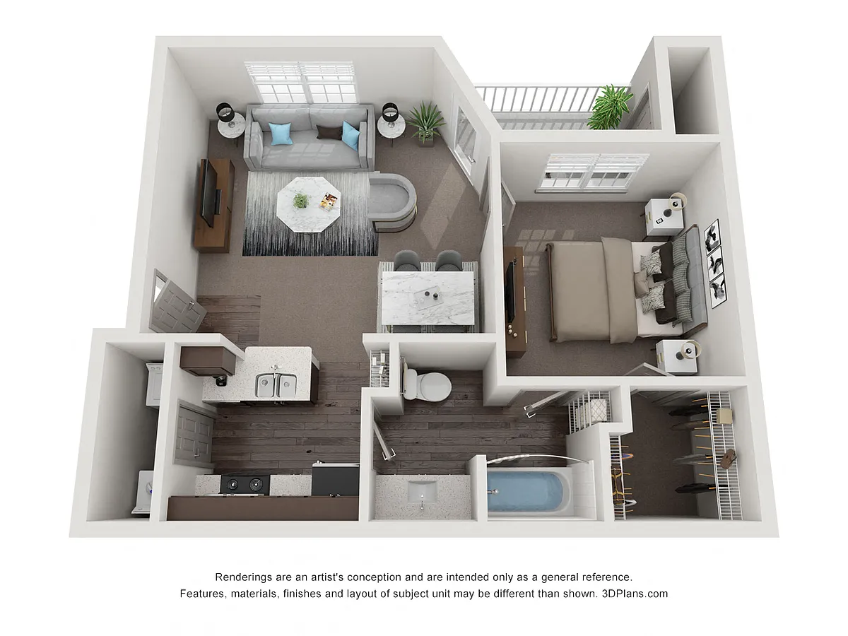 Floor plan 1 Bedroom 1 Bath 643
